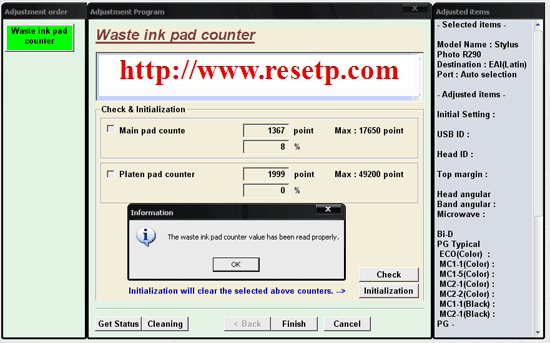 Epson Printer Reset Example