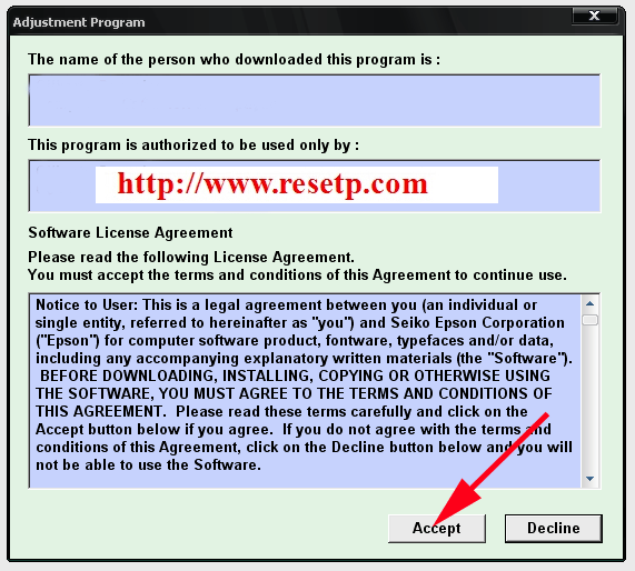 Epson Printer Reset Example